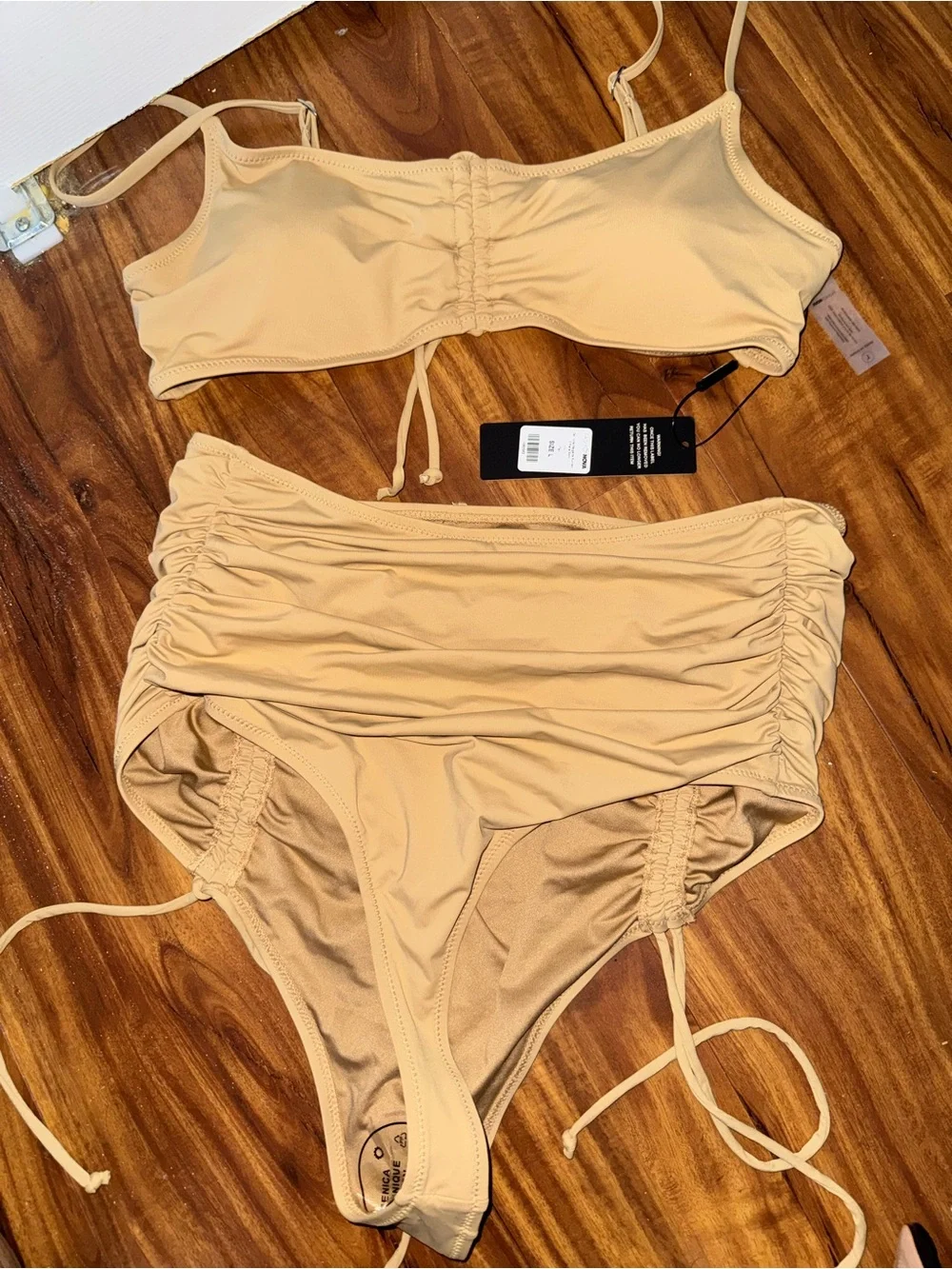 Fashion Nova Tan Ruched 2-Piece Bikini Set